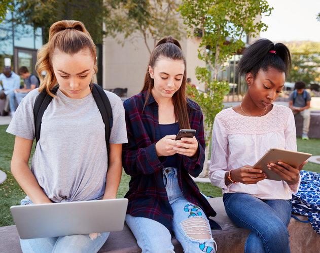 Teens using technology