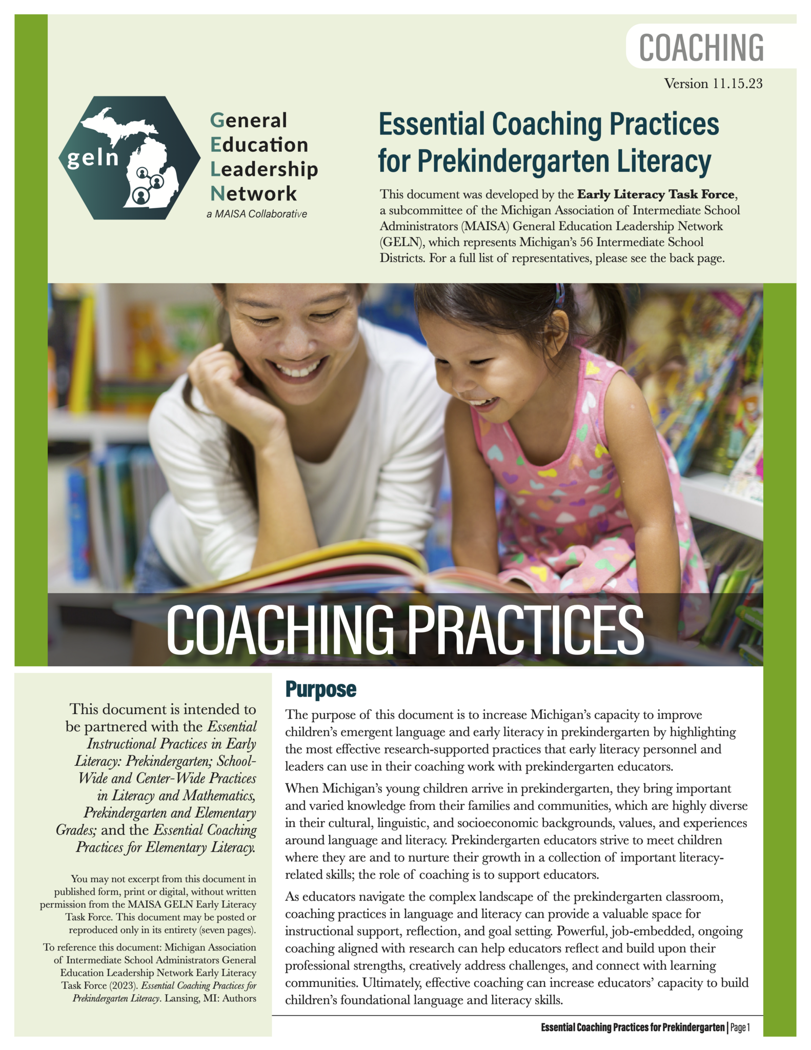 Essential Coaching Practices for PreKindergarten Literacy