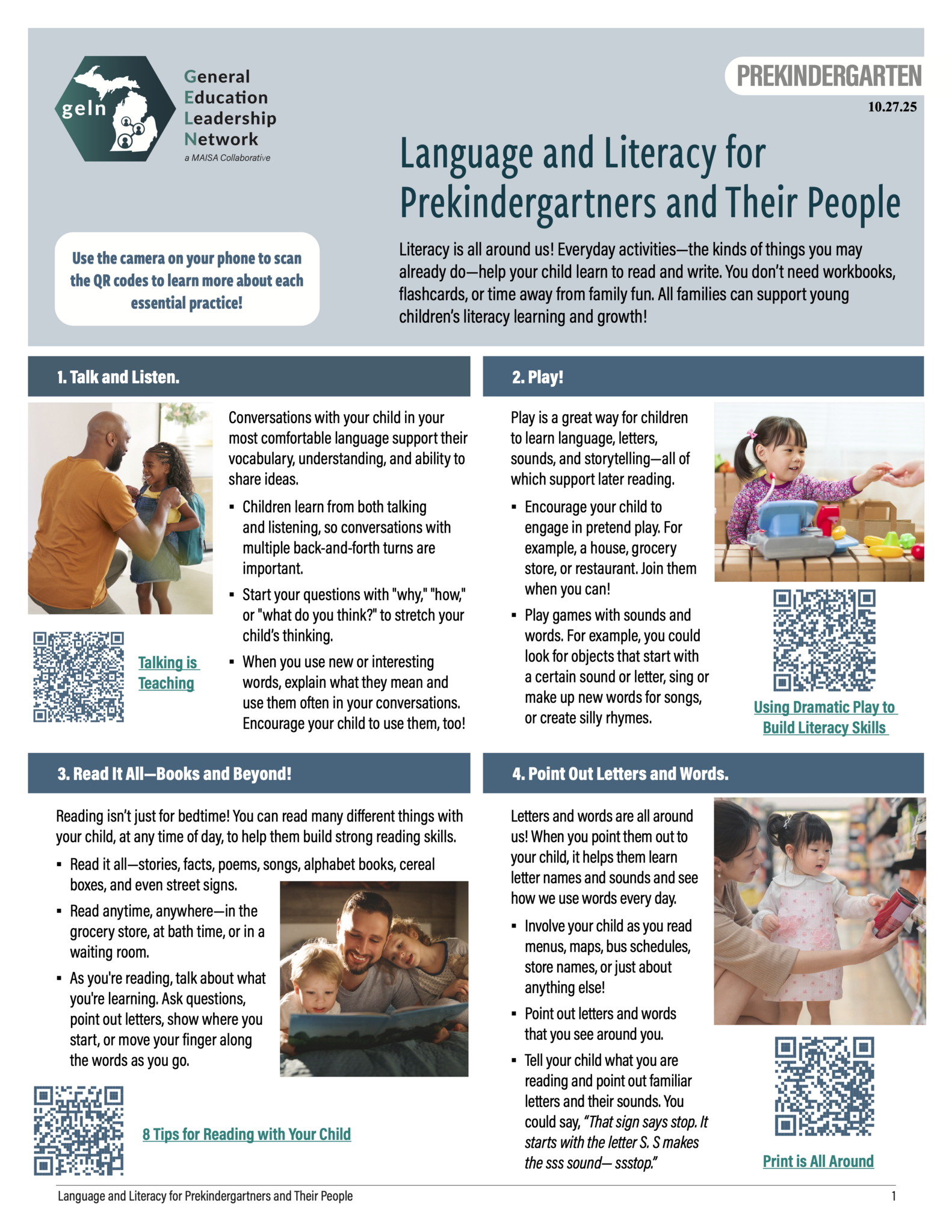 PreK Family Essentials Summaries